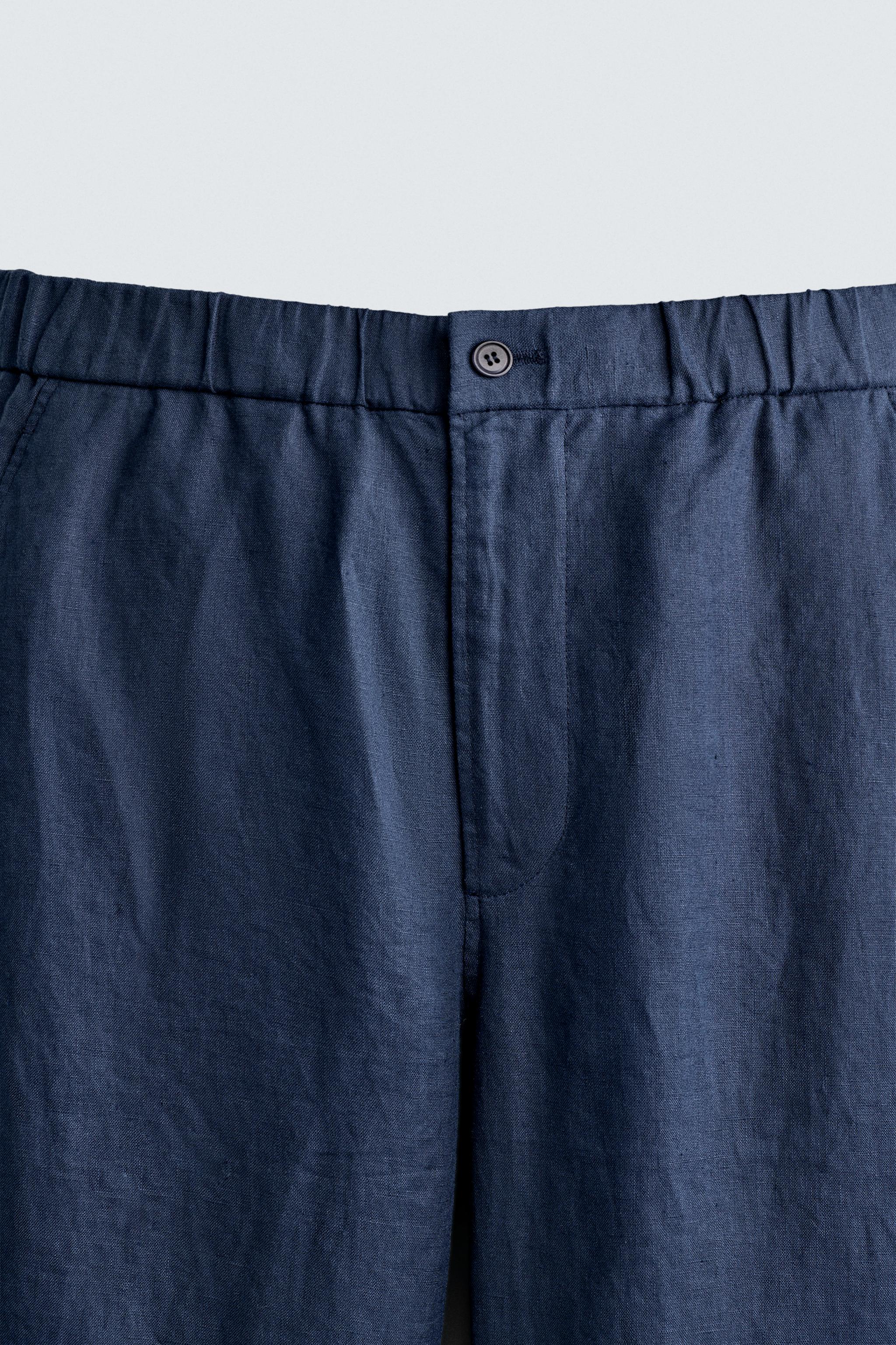 100% LINEN REGULAR FIT PANTS